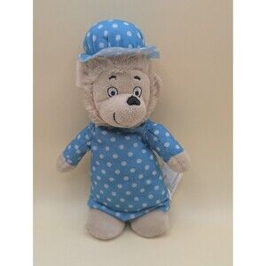 PBS Kids The Berenstain Bears Mama Bear Stuffed Plush Toy Blue Polka Dot 9"